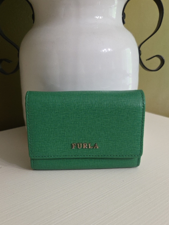 Furla Handbags - Furla Green Credit Card  Leather Compact with Gold Logo